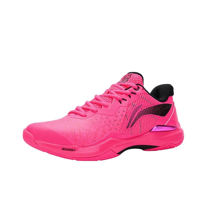 LiNing Thunder 䨻 Cushioned Slip Resistant Abrasion Resistant Low Top Badminton Shoes Unisex Fluorescent Fruit Pink-1