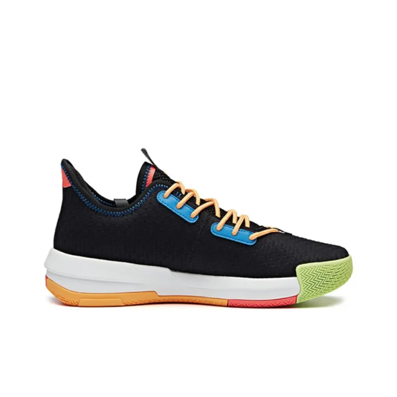 Anta Basketball Collection Laser Cushioning Anti-Slip And Wear-Resistant Low-Top Vintage Basketball Shoes Black Blue-1