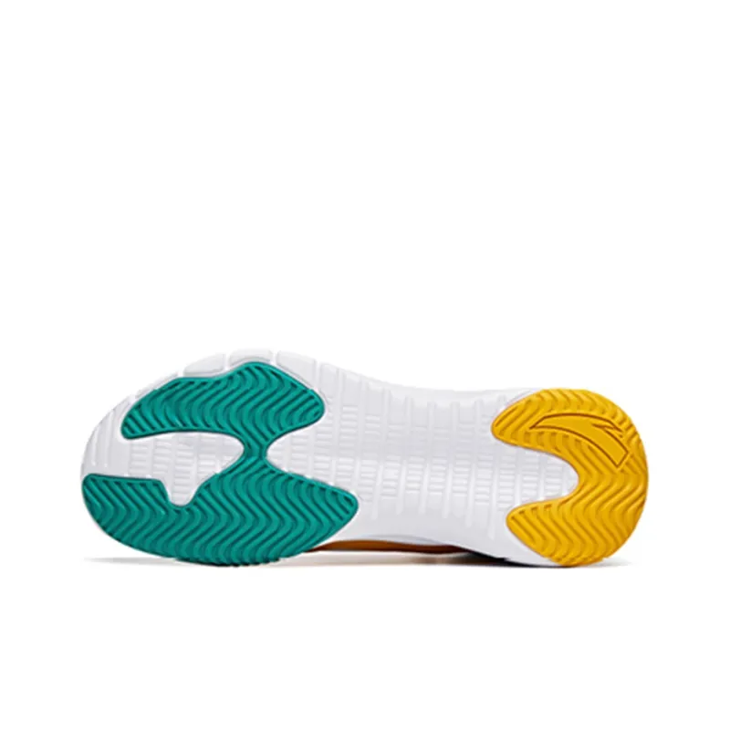 Anta Basketball Collection Cushioned Slip-Resistant Mid-Top Vintage Basketball Shoes Men's White Yellow Green-5