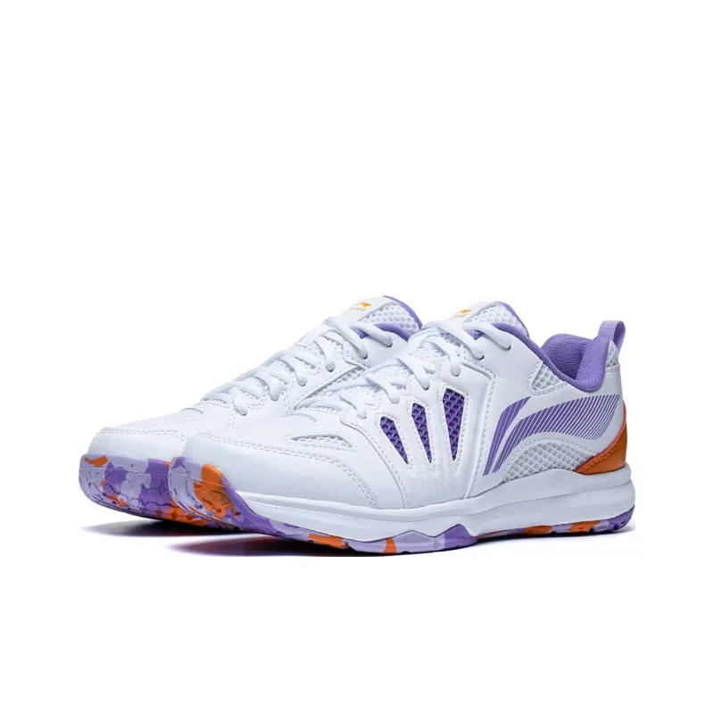 LiNing Ace Anti Slip Wear Resistant Low Top Badminton Shoes Women's White Purple-2