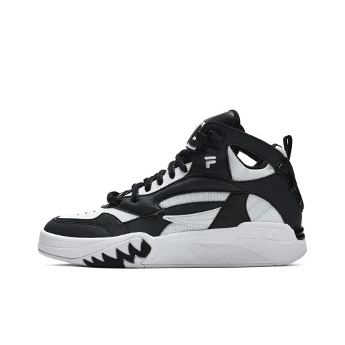 FILA FUSION DESPERADO Fugitive Anti Slip Wear Resistant Mid Top Vintage Basketball Shoes Men's FILA White Black