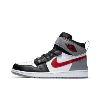 JORDAN 1 High FlyEase Black Particle Grey Gym Red