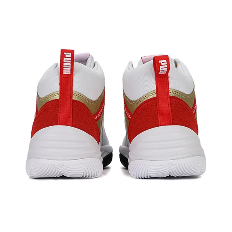 PUMA Unisex Rebound Future Evo Mid Top Black/White/Red-4