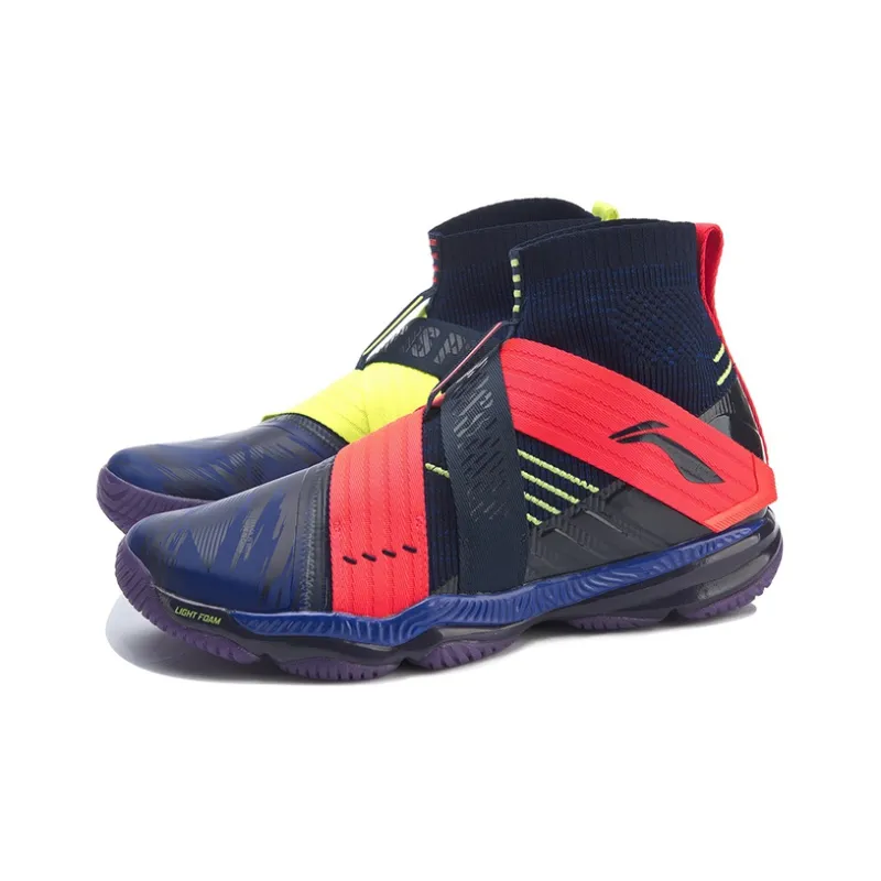 LINING Ranger Badminton Shoes Men High-Top Blue/Red-1