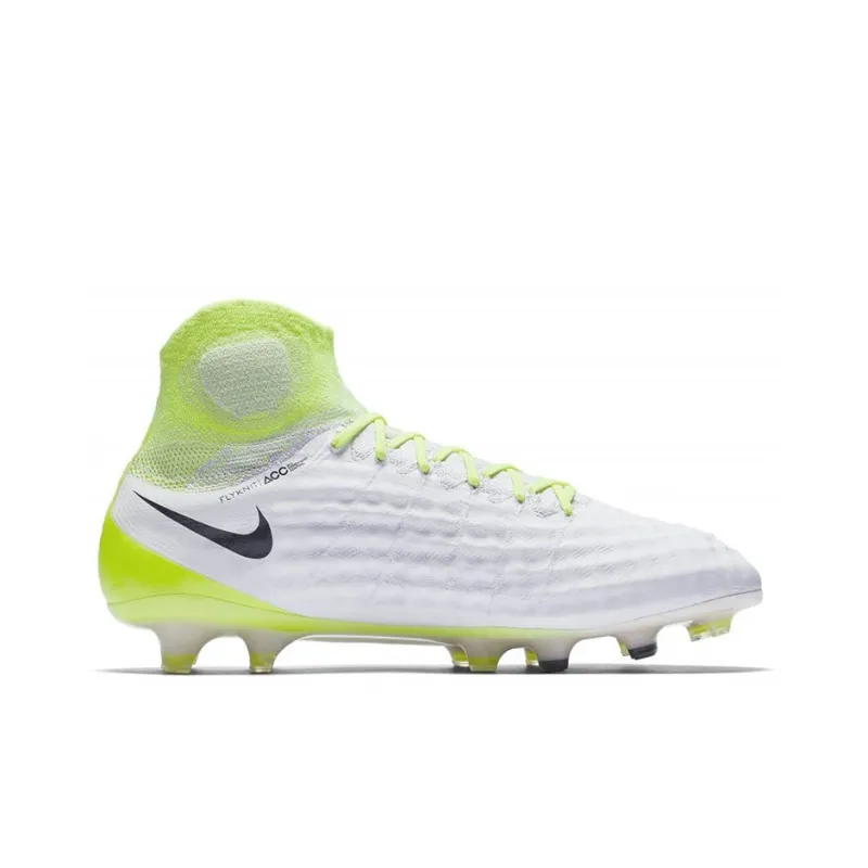 Nike Magista Obra 2 FG Rubber Long Studs Cushioning Anti-Slip And Wear-Resistant Soccer Shoes Men's White Green-1
