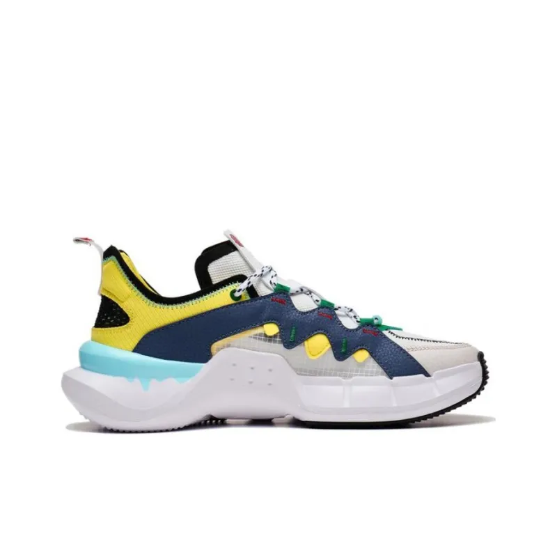 LiNing Essence 2.3 Essence Anti Slip Wear Resistant Low Top Vintage Basketball Shoes Men's White Blue Yellow-1