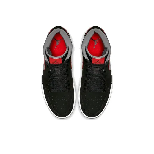 Jordan 1 Mid Black Particle Grey Gym Red-3