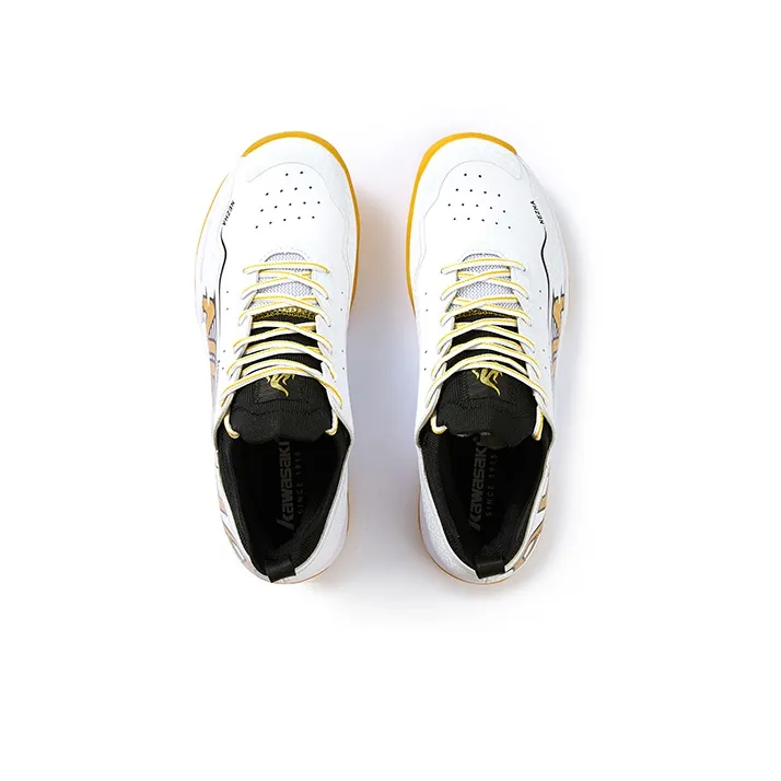 Kawasaki Nezha Series Cushioning Lightweight Low Top Badminton Shoes Unisex White Gold-3