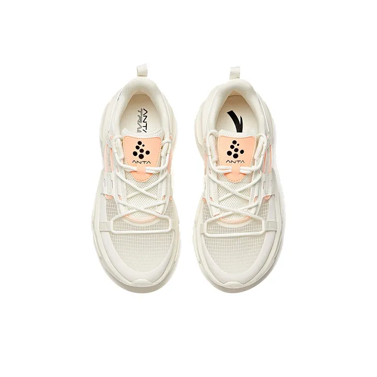 ANTA Training Shoes Women's Low Top Ivory White/Fluorescent Sunset Orange-2