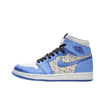 Supreme x Jordan Air Jordan 1 Cushioned Slip-Resistant High-Top Vintage Basketball Shoes Men's Blue White