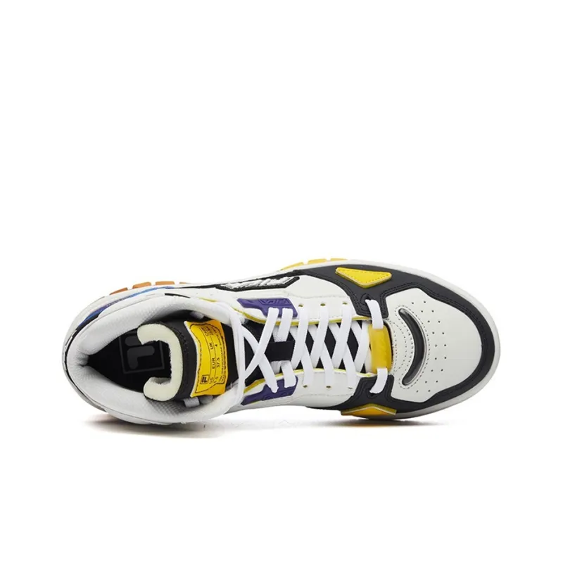 FILA FUSION Teratach Cushioning Anti Slip And Wear Resistant Mid Top Vintage Basketball Shoes Women's White Black-4