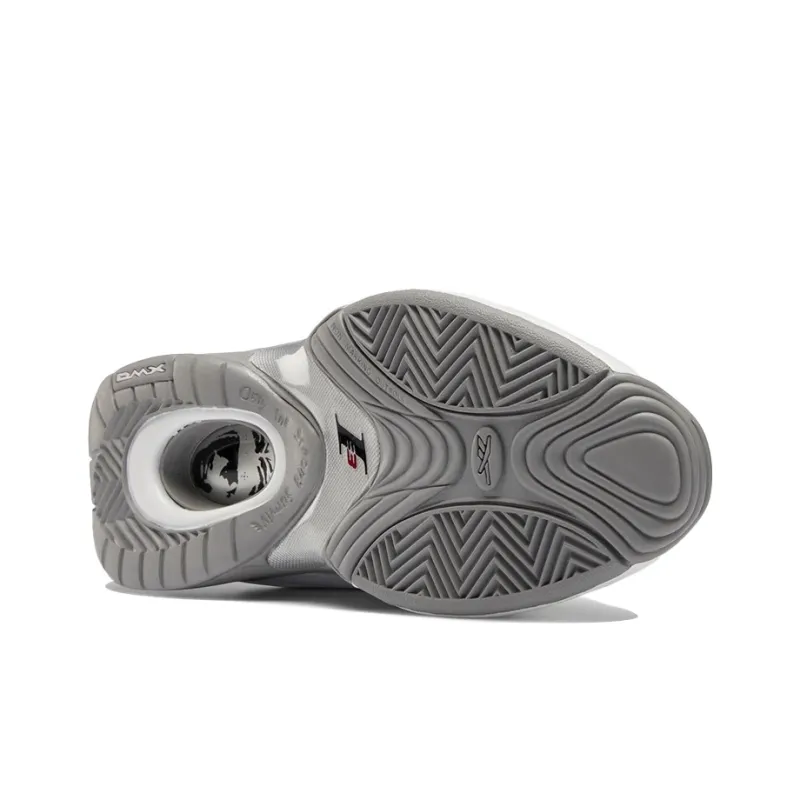 Reebok Answer IV Anti-Slip And Wear-Resistant Cushioning Coverage Mid-Top Vintage Basketball Shoes Men's White Gray-4