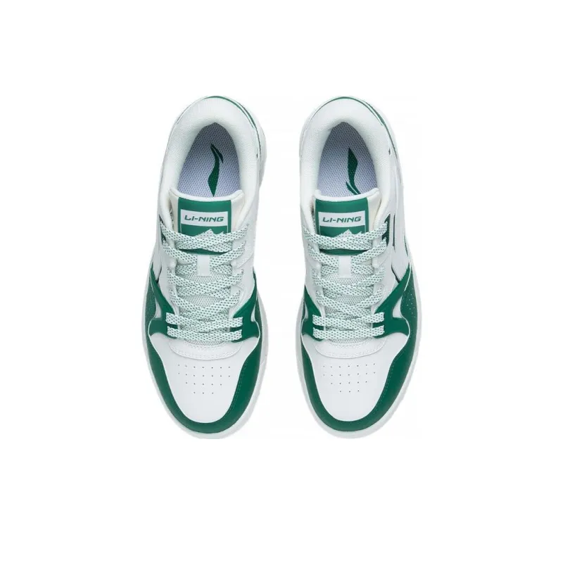 LiNing Basketball Culture OG 90 Durable Breathable Low Top Vintage Basketball Shoes White Green-3