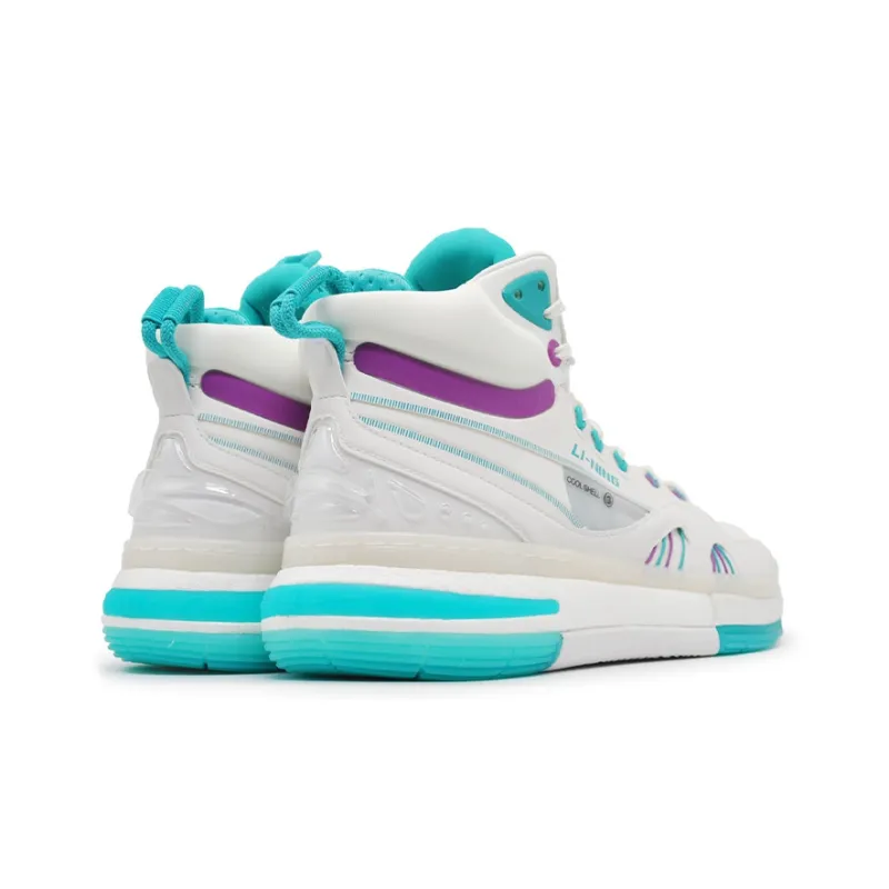LINING 937 Vintage Basketball Shoes Men High Top White/Green-3