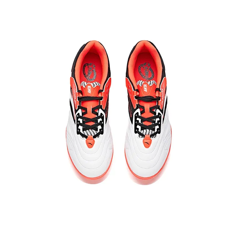 Anta Cushioned Slip-Resistant Abrasion-Resistant Breathable Soccer Shoes Men's White Black Red-2