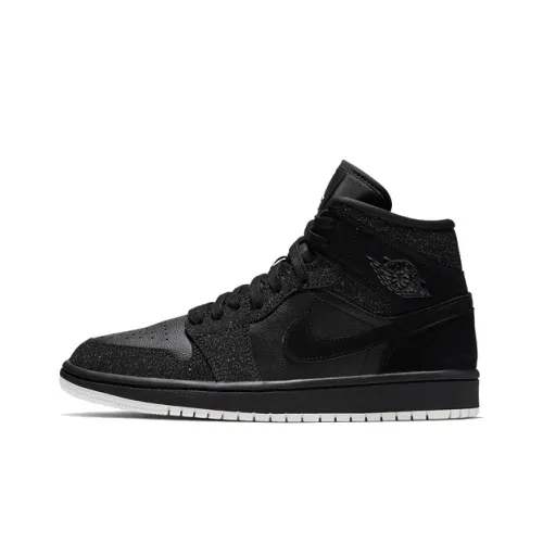 Jordan 1 Mid Glitter Black Women's