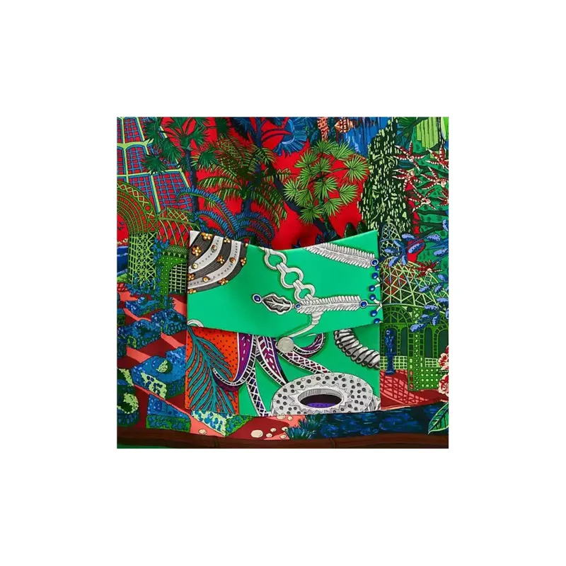 HERMES Silk Tote Bag Shopping Bag Handbag Regular Women's Green/Pink/Brown/Dark Blue/Red/Light Blue-4