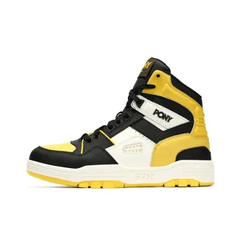 PONY Cushioning Wear Resistant High Top Basketball Shoes Unisex Mustard Yellow Black