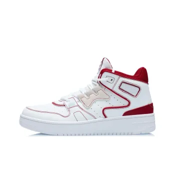 LINING Attack Vintage Basketball Shoes Men Mid Top Standard White/Bull Red