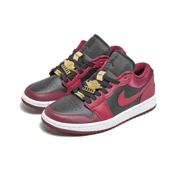 Jordan Air Jordan 1 Low Cushioned Slip Resistant Low Top Vintage Basketball Shoes Women's Black Red