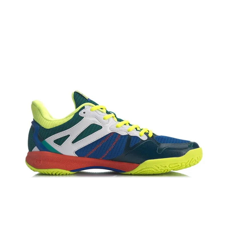 LiNing Falcon 4 Cushioning Breathable Wear-Resistant Slip-Resistant Low-Top Badminton Shoes Men's Yellow Blue/Green-1