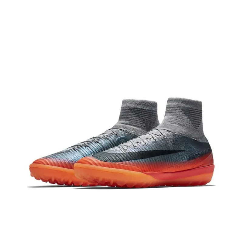 Nike Mercurialx Proximo 2 TF Rubber Broken Studs Cushioning Anti-Slip And Wear-Resistant Soccer Shoes Men's Gray Orange-2