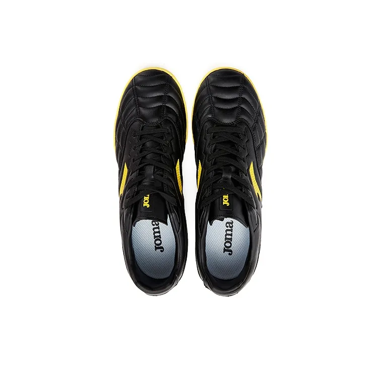 Joma Liga T1 Tf TF Rubber Broken Studs Anti Slip Wear Resistant Soccer Shoes Men's Black Yellow-3