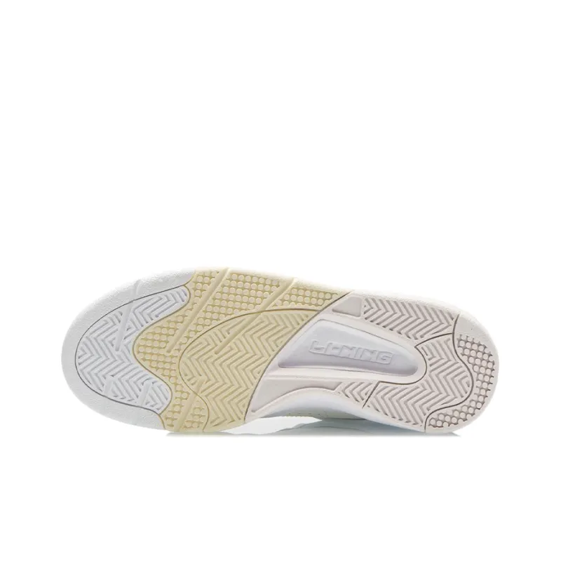 LiNing Anti-Slip And Wear-Resistant Lightweight High-Top Basketball Shoes Women's White Yellow-4