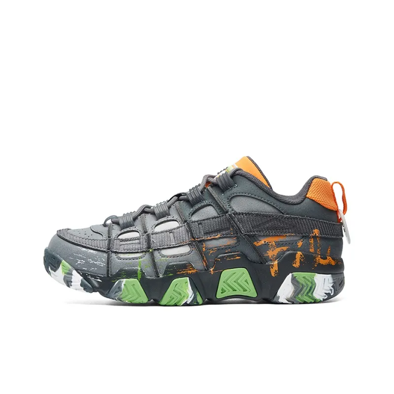 FILA FUSION Ade Vintage Basketball Shoes Women's Low Top Gray/Green-0