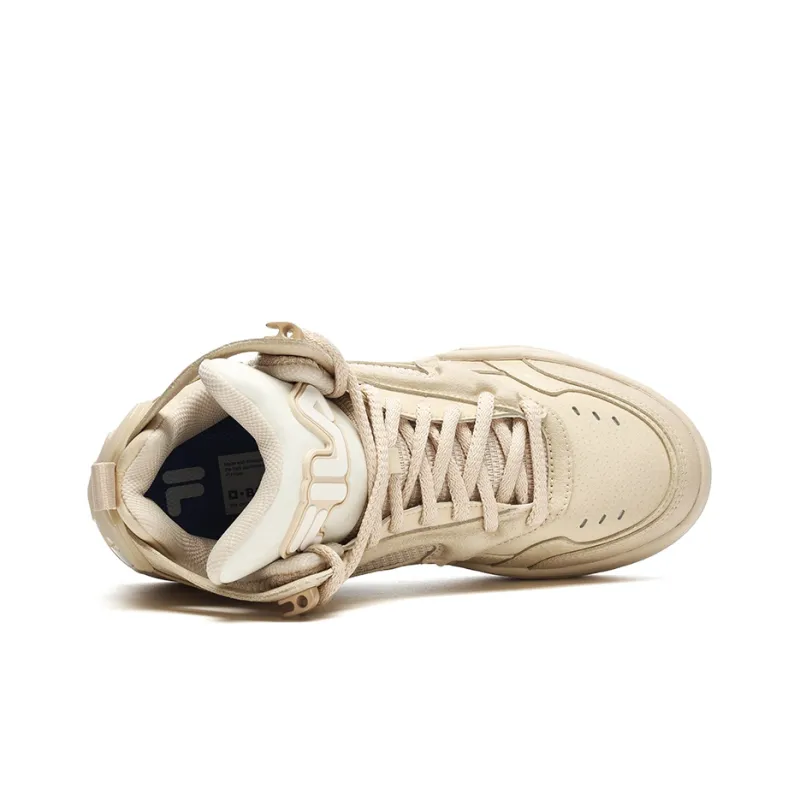 FILA FUSION Desperado We Mid Top Vintage Basketball Shoes Women's Cassava Powder Snow White-2