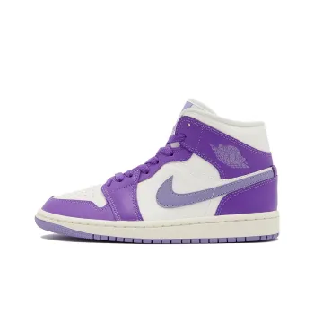 Jordan Air Jordan 1 Mid 'Purple Lilac Sail' Durable Breathable High-Top Vintage Basketball Shoes Men's Purple White