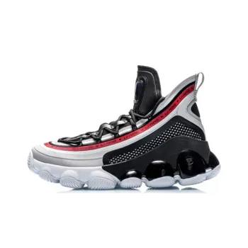 LiNing Cushioning Anti Slip And Wear Resistant High Top Basketball Shoes Men's Black Red