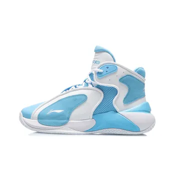LiNing Cushioning Abrasion Resistant Coverage Support High Top Vintage Basketball Shoes Blue White