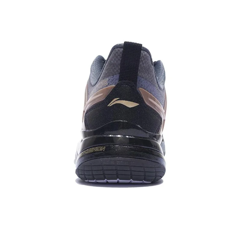 LiNing OP Shock Absorbers Slip Resistant, Abrasion Resistant, Breathable Low Top Badminton Shoes Men's Black Gray Gold-4