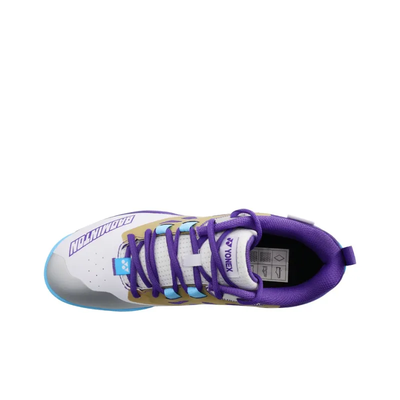 YONEX Cushioning Anti Slip Wear Resistant Breathable Lightweight Coverage Low Top Badminton Shoes Unisex White Purple-2