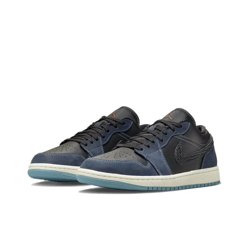 Jordan 1 Low SE Black Dark Obsidian Snakeskin Women's-2