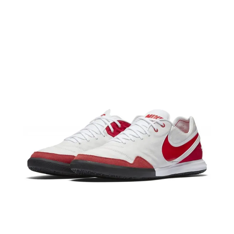 Nike TIEMPOX PROXIMO IC Indoor Cushioning Anti Slip And Wear Resistant Soccer Shoes Men's White Red-2