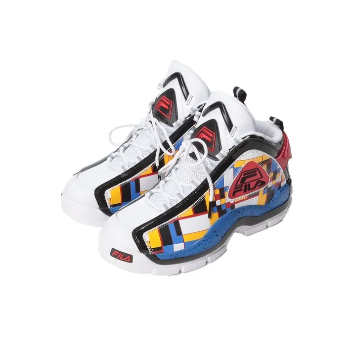 FILA Grant Hill 2 Cushioning Coverage Height Increasing High-Top Vintage Basketball Shoes Men's White Blue-2