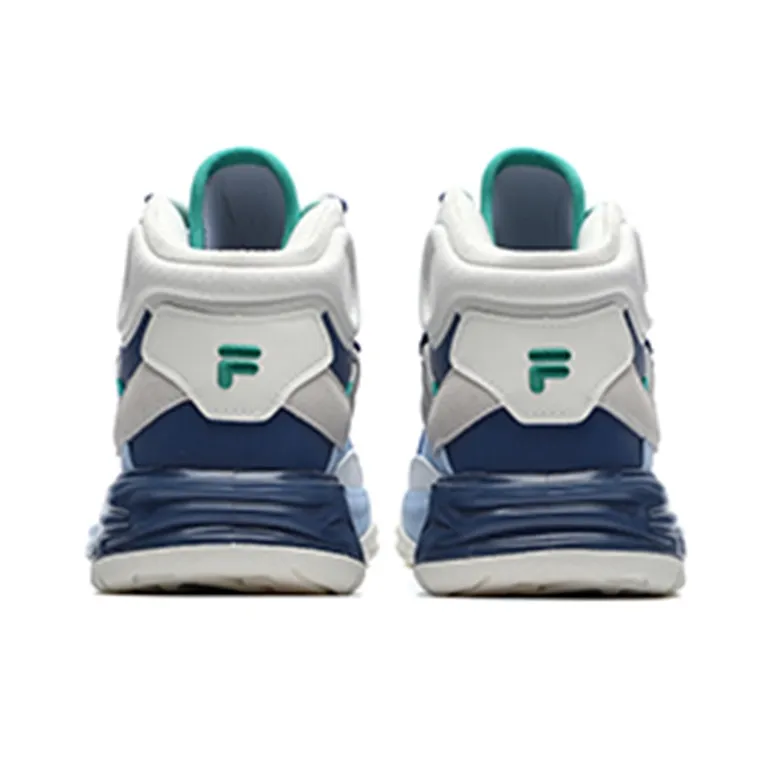 FILA FUSION FX 22 Cushioning Anti Slip And Wear Resistant Coverage Mid Top Vintage Basketball Shoes Women's White Blue-3