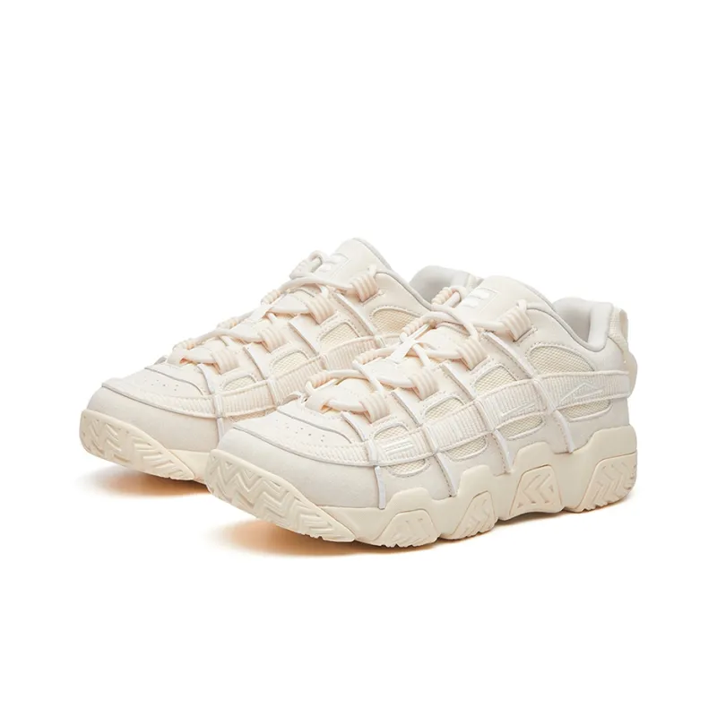 FILA FUSION BARRICADE Cushioning Abrasion Resistant Breathable Low Top Vintage Basketball Shoes Beige-2