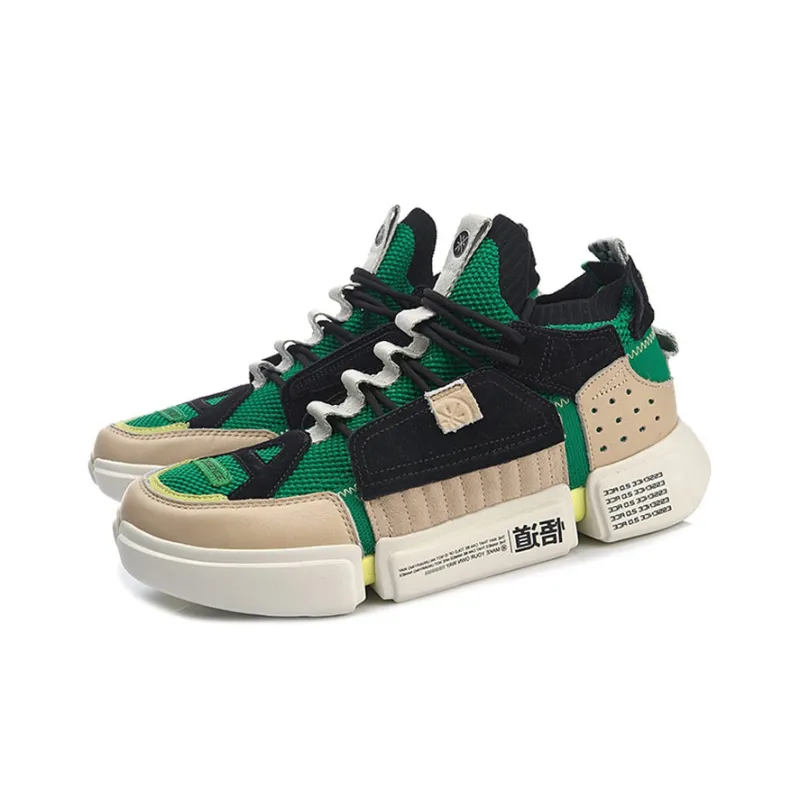 LiNing Essence 2 ACE Non slip Lightweight Mid Top Vintage Basketball Shoes Men's Brown Green-2