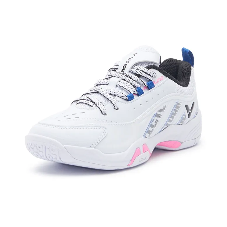 VICTOR Cushioned Slip Resistant Abrasion Resistant Low Top Badminton Shoes Unisex White-2