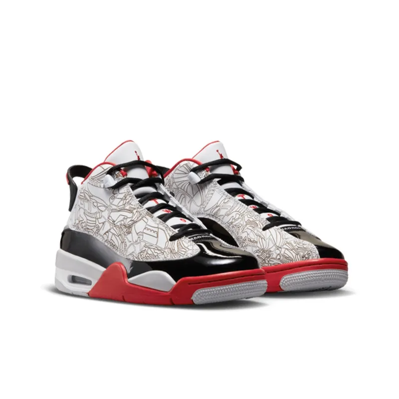 JORDAN Dub Zero Vintage Basketball Shoes Women's High Top Black White Red-1