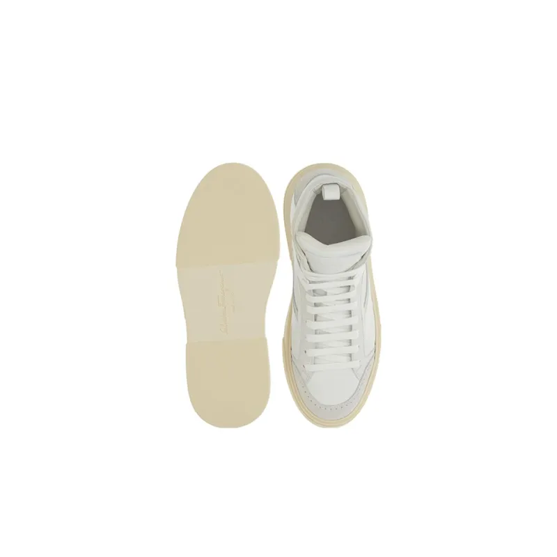 FERRAGAMO High Top Stylish Skateboarding Shoes Men's White Gray-4