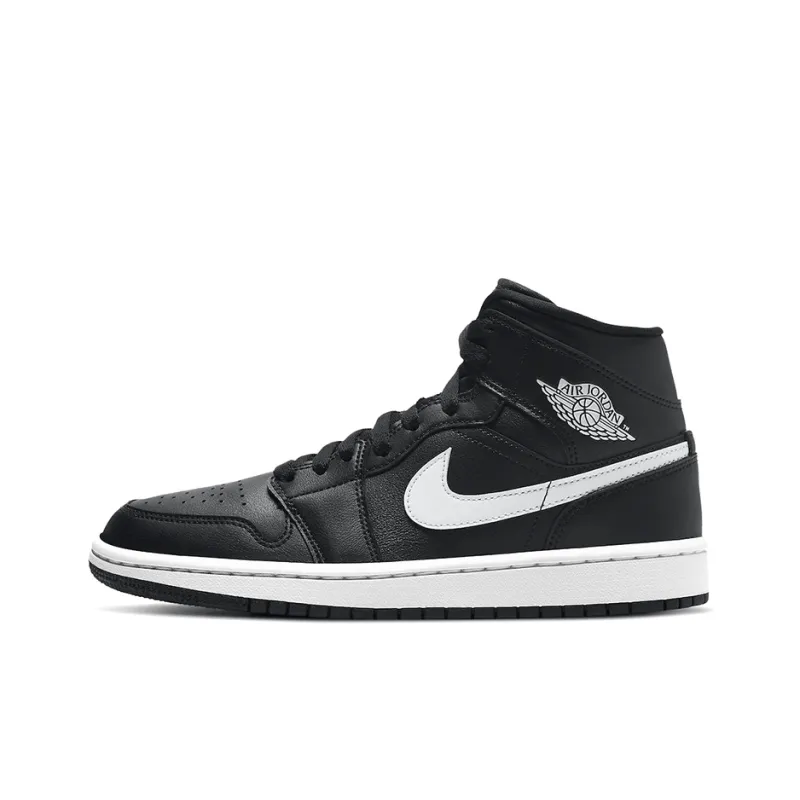 Jordan 1 Mid Black White Women's-0