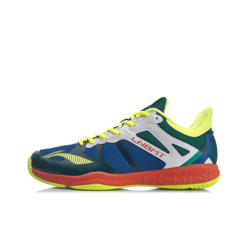 LiNing Falcon 4 Cushioning Breathable Wear-Resistant Slip-Resistant Low-Top Badminton Shoes Men's Yellow Blue/Green-0