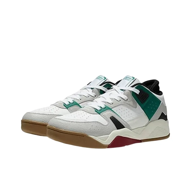 LiNing Cushioning Lightweight Wear-Resistant Slip-Resistant Low-Top Vintage Basketball Shoes Men's Gray Green-2