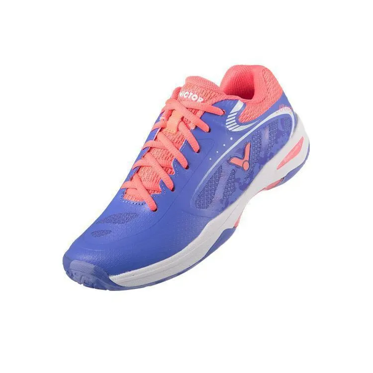 VICTOR Cushioning Anti Slip And Wear Resistant Breathable Coverage Low Top Badminton Shoes Unisex Purple Orange-1