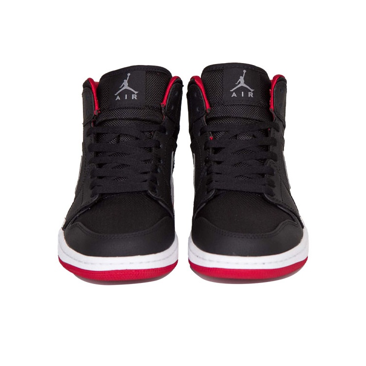 Jordan 1 Mid Black Cool Grey Gym Red