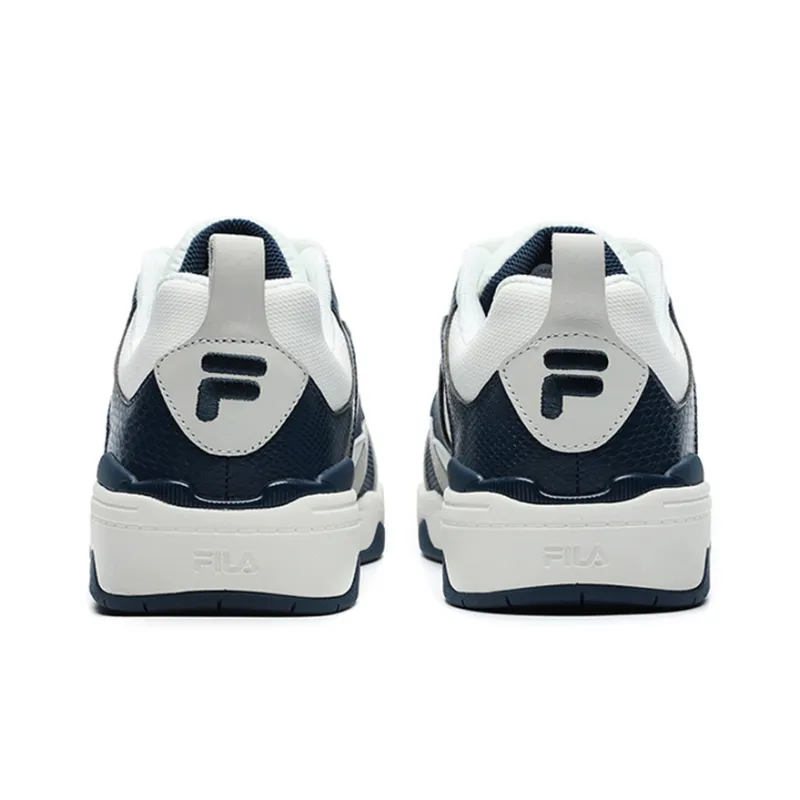 FILA FUSION Smash Cushioning Anti-Slip And Wear-Resistant Low-Top Vintage Basketball Shoes Men's White Blue-3